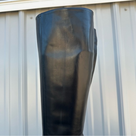 Bally Chadra Black Leather Stacked Heel Zipper Side Knee High Boots Size US 6M - Picture 7 of 16